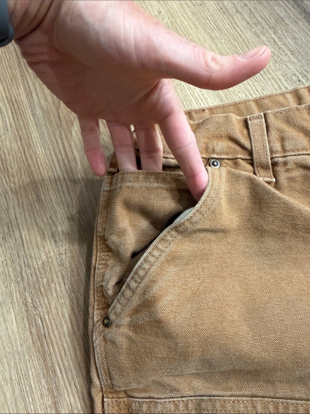 Carhartt Vintage 1990s Double Knee Brown Canvas Work Pants Loose Fit 34X32 - Picture 5 of 10